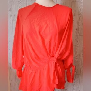 Blashe Vibrant Orange Blouse with Tie Detail Women's Size 2XL NWT